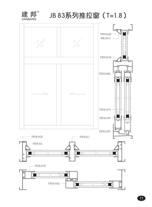 Windows, Doors & Curtain Wall Aluminum Profiles gallery image 4 from Jianbang Aluminum