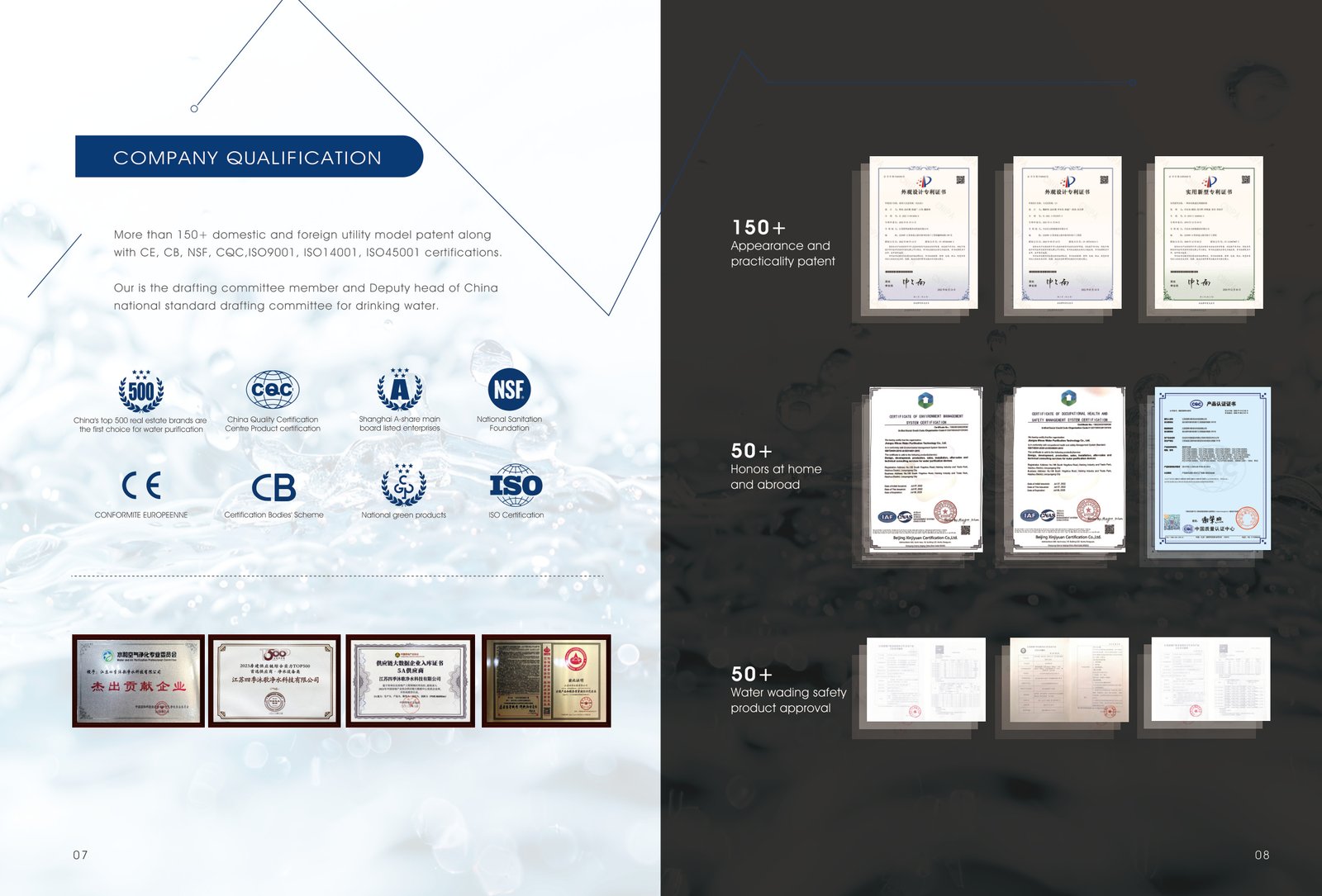 MICOE water purification company qualification certificates including CE CB SGS and quality systems