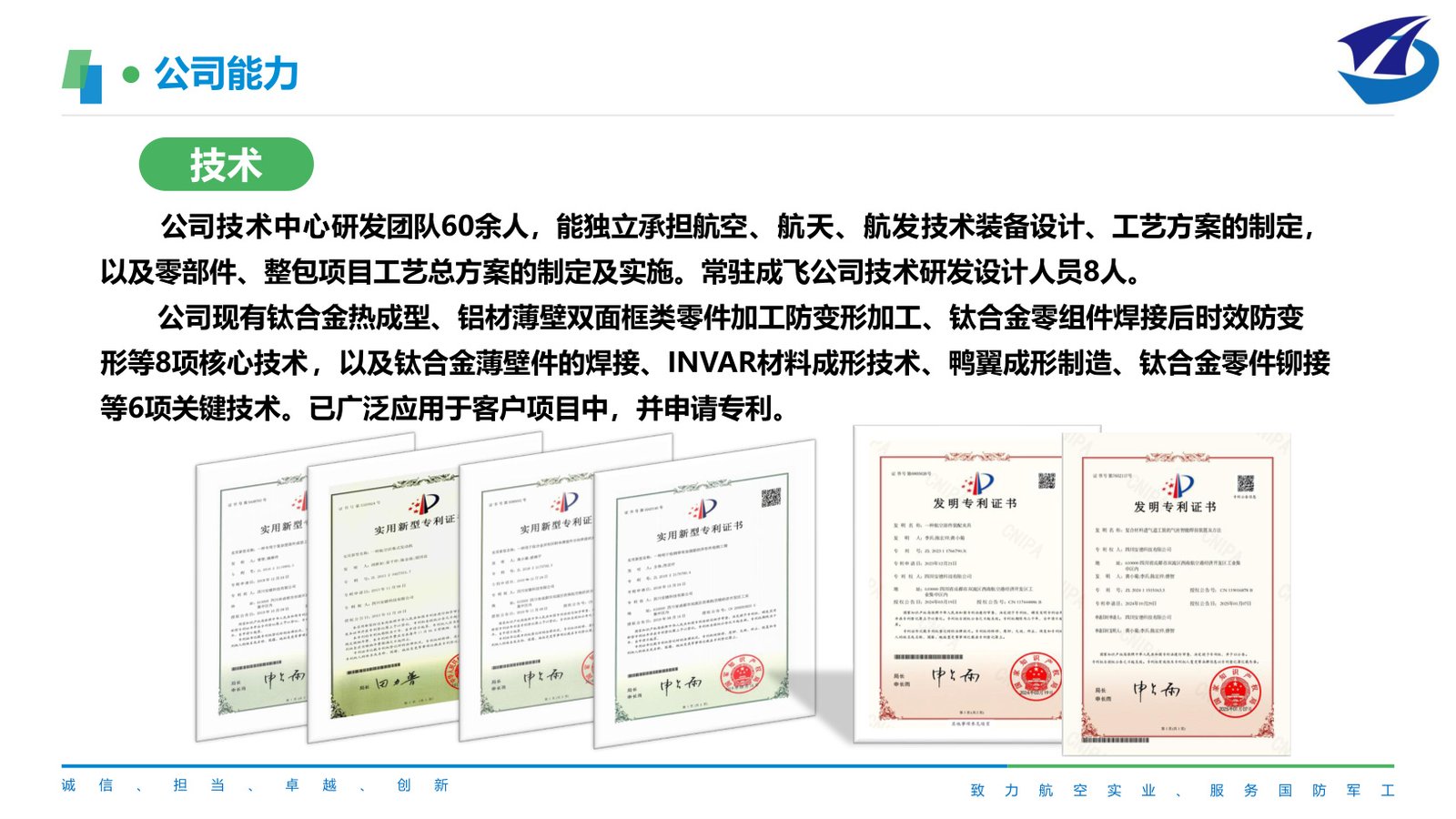 Sichuan And Auto Technology technical capability and patents for aerospace processes